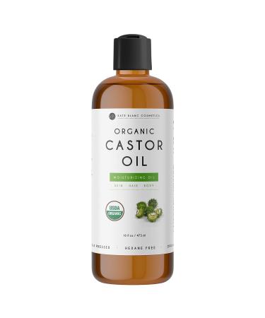 Castor Oil 16oz by Kate Blanc. USDA Certified Organic. Cold-Pressed, 100% Pure, Hexane-Free. Promote Growth for Hair, Eyelashes, Eyebrows. Moisturizing For Dry Skin and Body