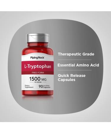 Piping Rock L-Tryptophan 1500 mg | 90 Capsules | Free Form | Non-GMO Gluten Free Supplement - Buy Online on GoSupps.com