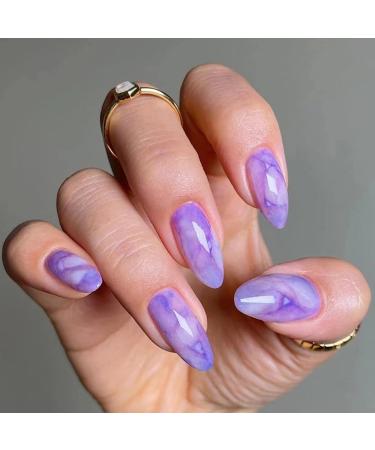 TQUXNGA 24x/Box Almond False Nail Full Cover Stick on Nail Almond Nail Tips Purple False Nail Press On Nail Artificial Nail - Buy Online on GoSupps.com