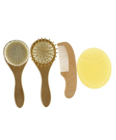 SECFOU Baby Gifts Baby Gifts 1 Set Comb for Cap Hair Cradle Wooden Shower Wool Scrubber Bath Brush Toddlers Scalp Newborns and Baby Silicone Head Massager Gift with Baby Hair Brush Baby Hair Brush