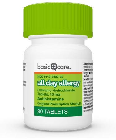 Amazon Basic Care Cetirizine Hydrochloride 10mg Antihistamine Tablets - 90 Count - Buy Online on GoSupps.com
