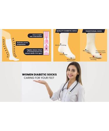 Soft Wide Top Diabetic Socks for Women - 6 Pairs, UK4-8 US 5-9, Black - Buy Online on GoSupps.com