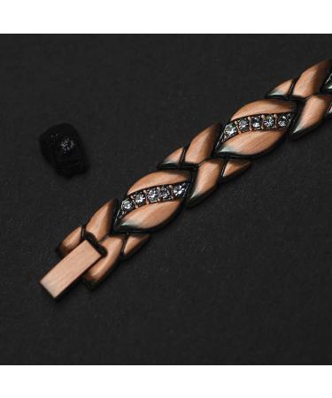 Vicmag Copper Magnetic Bracelet & Ring for Women - 3500 Gauss Magnet Jewelry Set with Adjust Tool - Crystal Flower Design - Gift for Joint Health - Buy Online on GoSupps.com