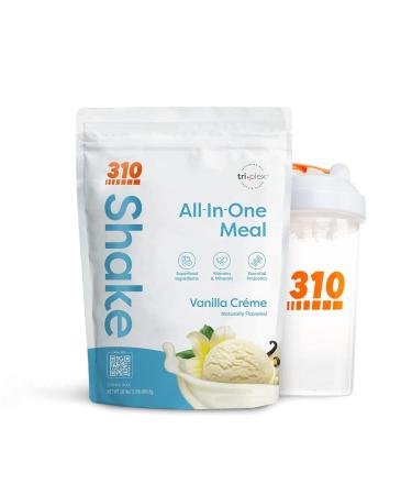 310 Nutrition – All-In-One Meal Replacement Shake with Shaker Cup - New Formula with Fiber Rich Vegan Superfood Blend - Natural Sweeteners - Low Carb Shake Keto & Paleo Friendly - Gluten Free - 26 Essential Vitamins & Minerals -Vanilla Creme - 28 Servings