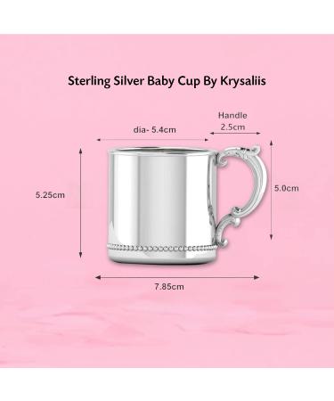Krysaliis Sterling Silver Beaded Classic Cup with Victorian Handle | Personalized Keepsake Gift | Solid 925 Sterling Silver - Buy Online on GoSupps.com