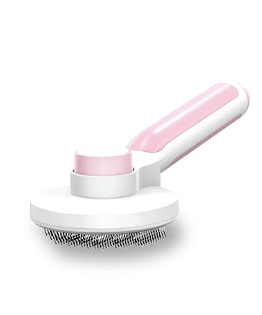 AUBERRY Self Cleaning Slicker Brush,Long & Short Hair Pets Gently Removes Loose Undercoat, Mats and Tangled Hair Dog & Cat Grooming Brush, Skin Friendly. (PINK)