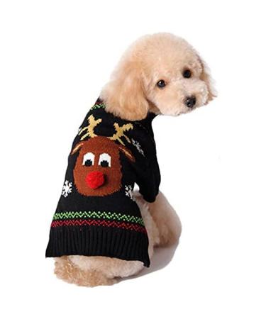 Abrrlo dog costumes dog clothes cotton sweaters celebrate christmas day winter coat knitting sweater pet dog sweater pet costume fashion holiday party gift (l fawn) l fawn