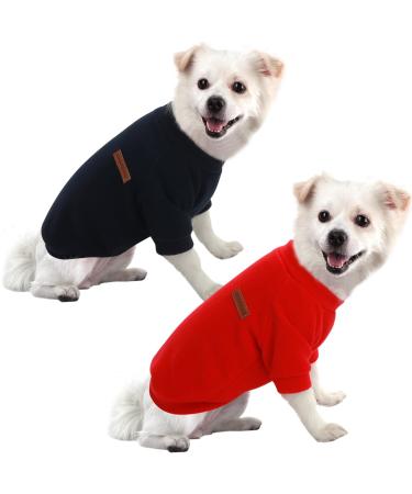 Hualisiji dog sweater fleeco dog sweater Small dogs warm dog sweatshirt warm and light with a soft texture easy to wear and light colors (xxl red+navy blue) XXL 2PCs red+navy blue