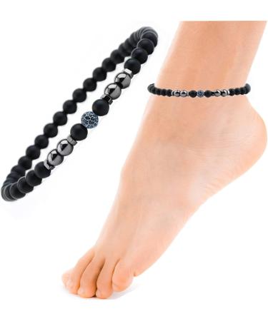 Magnetic Foot Chain - 8.3in Black Frosted Stone 2 Packs | Remove Static Improve Sleep - Buy Online on GoSupps.com