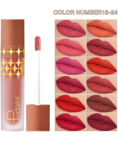 INTEROOKIE 24 Colors Matte Pearlescent Mist Face Non-Stick Cup Lip Glaze Liquid Lipstick Color (02) - Buy Online on GoSupps.com
