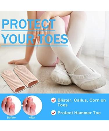 Gel Toe Caps - 12 Piece Toe Protectors for Women - Prevent Bunions, Hammertoes, Calluses, Corns, Blisters - Fabric Toe Tubes with Covers (0.79 Inch Diameter) - Buy Online on GoSupps.com