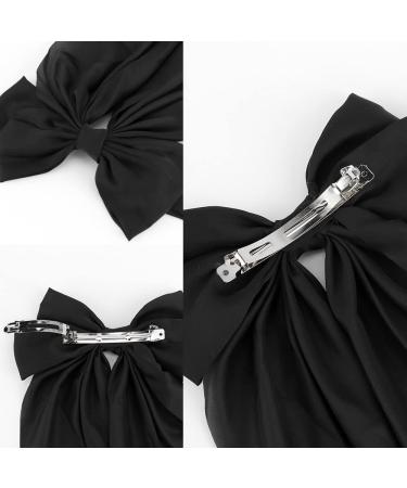 ATODEN Silky Satin Hair Bows 2 Pcs - Oversized Black & White Hair Ribbons for Women - Buy Online on GoSupps.com