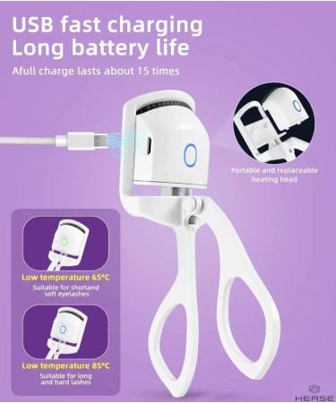 HEASE Heated Rechargeable Eyelash Curlers - Long-Lasting & Safe Electric Eyelash Curler | Quick Pre-Heat for Beautiful Lashes Worldwide - Buy Online on GoSupps.com