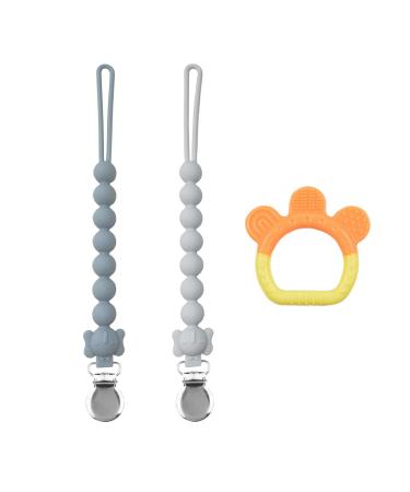 Langmeil Upgrade Baby Pacifier Clips Boys Girls  2 Soft Flexible Silicone Pacifier Clip  Pacifier Holder Clip with One-Piece Design Fits Most Pacifier  Teething  Shower Birthday Gift(Blue&White) Baby pacifier clip -blue&...