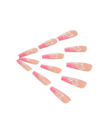 Brishow French Butterfly Press-On Nails - 24 Ballerina Acrylic Pink Artificial Nails for Women & Girls | International Shipping Available - Buy Online on GoSupps.com
