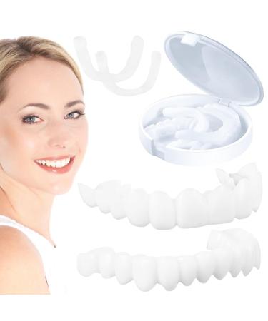 Fluktrix 2 pairs of artificial teeth temporary smile veneers to snap into it upper and lower clip veneers cosmetic denture to put your teeth beautiful and neat