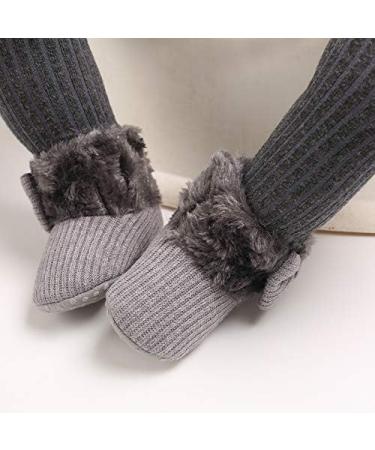 Baby Winter Warm Fleece Bootie - Non-Slip Soft Sole Shoes for Boys and Girls 12-18 Months - Grey - Buy Online on GoSupps.com