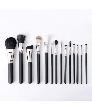 14-Piece Professional Makeup Brush Set - Classic Black Handle & Silver Tube - High Performance - Buy Online on GoSupps.com