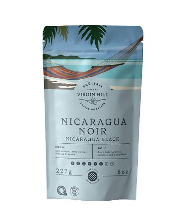 Virgin Hill Coffee - Nicaragua Black - Bold Intensity & Dark Roast - Half Pound of High-Grade Ground Coffee - 8oz / 227 grams Ground 8 oz. / 227 grams
