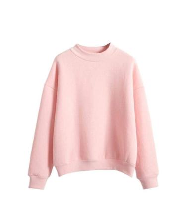 Bigfanshu Women's Casual Long Sleeve Hoodie Sweatshirt Jumper Pullover Thick Autumn Winter Tops Pink