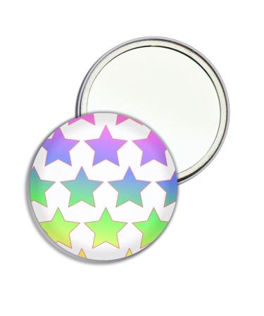 Rainbow Star Pattern - 77mm Round Compact Mirror