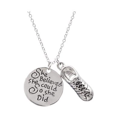 Infinity Collection Running Gifts- Runner Charm Necklace Running Jewelry She Believed She Could So She Did Running Pendent- Perfect Cross Country Track Marathon Gifts