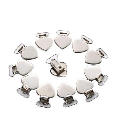 Jihuoo 20 pieces metal heart shape pacifier clips pacifier braces clips pacifier chains clips bibs clips replacement for braces