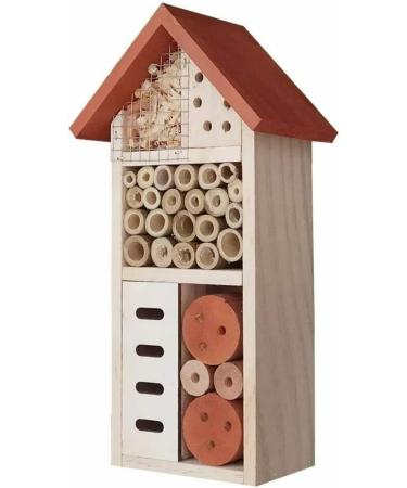 2 x Wooden Bee Hotels Insect House Natural Wood Garden Nesting Habitat Box Bug Butterfly Insects Outdoor Shelter - Buy Online on GoSupps.com