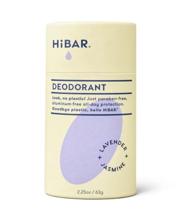 HiBAR - Lavender & Jasmine Plastic Free Deodorant - Natural Deodorant - All-Day Protection - With Sunflower Seed Wax Rice Bran & Shea Butter - Plastic Paraben & Aluminum-Free - Vegan - 1 Pack