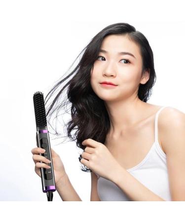 Electric Professional Hair Straightener Brush & Curling Hot Comb - Purple | International Shipping Available - Buy Online on GoSupps.com