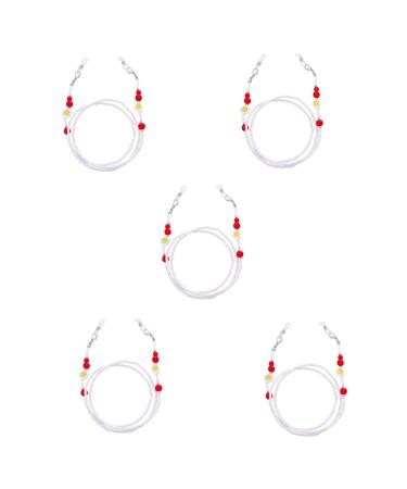 SBTRKT 5 pieces of alloy chain rust-free waterproof strong and durable beautiful design easy to carry slide-resistant fall-proof suitable for sunglasses sunglasses older people white