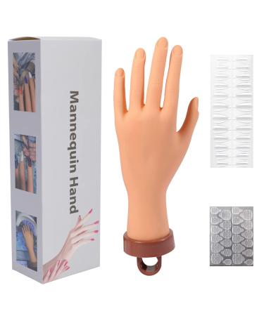 Fushen Acrylic Nail Practice Hand Silicon Nail Hand Practice Mannequin Hand Fake Hand Nails Practice Nail Tech Training Hand Manicure Hand Practice for Acrylic(Nude)