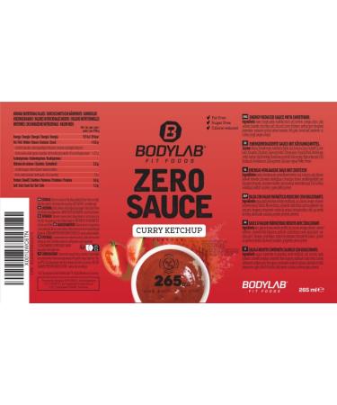 BODYLAB24 Zero Sauce Curry Ketchup 265ml | Low-Calorie Reduced Fat & Sugar | Perfect Sauce & Dressing for Every Diet | International Shipping Available - Buy Online on GoSupps.com