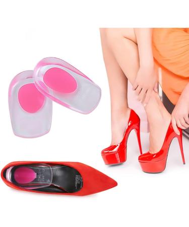 Gel Heel Cups for Plantar Fasciitis & Heel Spur Pain Relief - 2 Pairs Silicone Heel Cup Pads with Achilles Support - Pink/Medium - Buy Online on GoSupps.com
