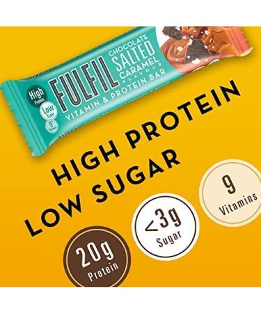 Fulfil Vitamin and Protein Bar (15 x 55 g Bars) Chocolate Salted Caramel Flavour 20 g High Protein 9 Vitamins Low Sugar Chocolate Salted Caramel Flavor 55g - Buy Online on GoSupps.com