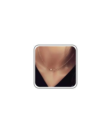 Boho Pearl Infinity Choker Necklace Gold Pearl Pendant Necklace Figure Eight Necklace Chain Jewelry for Women and Girls Gifts