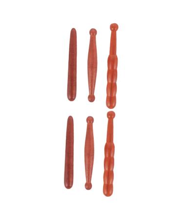 FRCOLOR 6 STK acupressure stick massage tab made of wood portable massage device Hand massage device massage devices practical massager made of wood fragrant wood stick red pear