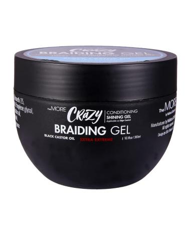 The MORE Crazy Conditioning Shining Braiding Gel Extra Extreme Hold | All Hair Types  Clear Styling Gel Great for Braiding  Twisting  Smooth Edges  Nourishes Scalp  Hair Growth  Conditioning  Shining (Black Castor Oil  1...