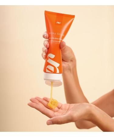 Fler Milky Scrub Body Scrub for Sensitive Skin Gel to Milk with Niacinamide Ginseng and Calendula Ideal Before Waxing Gentle Exfoliation with Pumice Stone - 200 ml - Buy Online on GoSupps.com