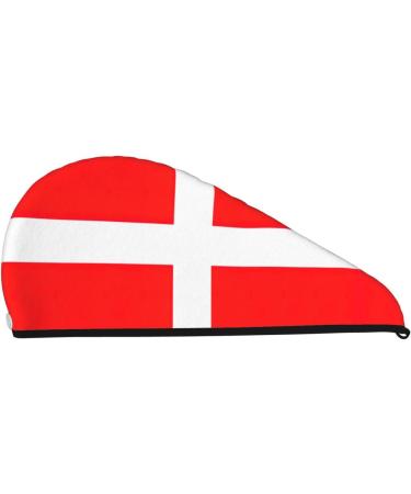 Denmark Danish Flag Coral Velvet Dry Hair Cap - Unisex Towel Wrap for Bath Pool Beach - Perfect Home Accessory - Buy Online on GoSupps.com