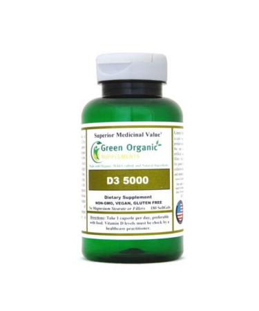 Green Organic SupplementsVitamin D3 5000 Softgels (Pack of 1)