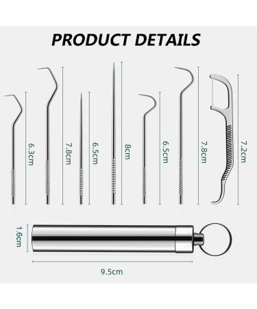 Fitspi Stainless Steel Toothpick Set - Portable & Reusable Metal Tooth Cleaners with Keychain Holder | Perfect for Camping Travel & Outdoor Adventures - 7 Pieces - Buy Online on GoSupps.com