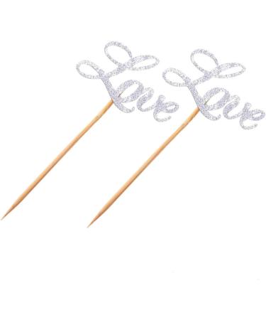 ibasenice 5pcs Fruitcakes Birthdays Love Cake Picks Appetizer Picks Cocktail Picks Anniversary Glitter Heart Toppers Stick Fruit Picks Food Skewers Picks Valentines Day Wooden Wedding Props - Buy Online on GoSupps.com