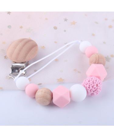 Pacifier Chain for Boys & Girls - Happy-Crazy-Baby | Perfect Baby Shower Birthday & Baptism Gift (Pink) - Buy Online on GoSupps.com