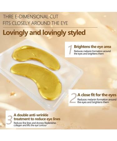 30 Pair Collagen Crystal 24k Gold hydrating Under Eye Gel Face Mask for Anti Aging Wrinkle Dark Circles Puffy Eyes Vegan & Cruelty-Free Self Skincare Day & Night Treatment - Buy Online on GoSupps.com