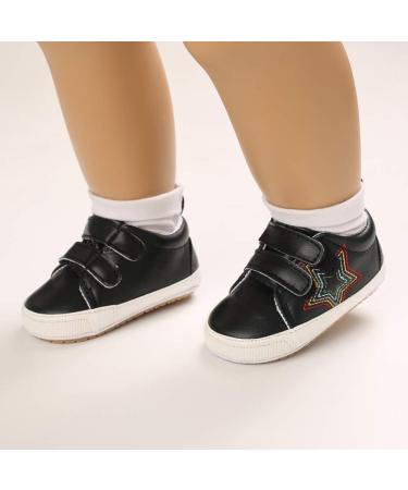 Cheerful Mario Baby First Walking Shoes - Soft PU Leather Prewalkers 3-6 Months (Black Star) - Buy Online on GoSupps.com