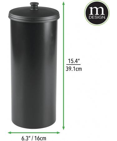 mDesign Plastic Floor Stand Toilet Paper Organizer with Cover - Hyde Collection Black - Buy Online on GoSupps.com