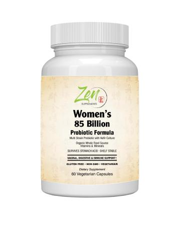 Zen Women's 85 Billion Probiotic Formula Advanced Blend Kefir Cultures 60 Capsules