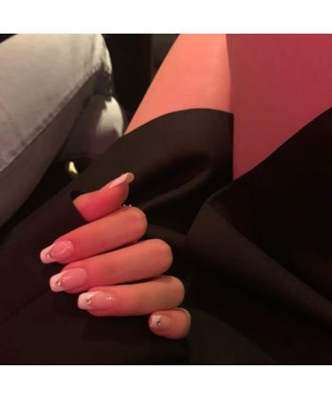 BABALAL Glossy Squoval French Fake Nails - Natural Acrylic False Nails for Women and Girls | Short Press-On Nails 001-CRJC - Buy Online on GoSupps.com