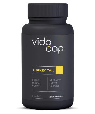 VidaCap Organic Turkey Tail Capsules 750mg Hand-Crafted Turkey Tail Mushroom Extract | Supports Immune Health Digestion Gut Health & More | Proudly USA-Made